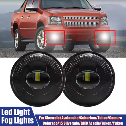 Pair Car LED Fog Lights Fit For Chevrolet Avalanche/Suburban/Silverado/Tahoe 2007-2014 For GMC Sierr
