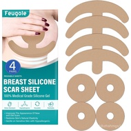 Feugole Silicone Scar Sheets for Breast, 4 Pair Silicone Scar Tape, Medical Grade Scar Removal Strip