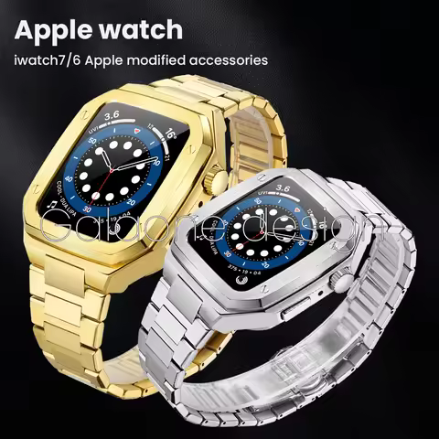 For Apple watch6/7 44mm 45mm Metal Watch Case With 316l Stainless Steel Band Bracelet Protect Cover 