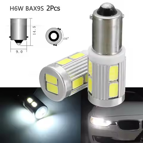 2Pcs Hot Lamp Bulb BAX9S H6W 10 SMD White DC 12V LED Light Car Sidelight For BMW 3 Series F30 F31