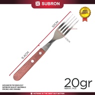 SUBRON 3Pcs Garpu Pisau Makan Steak Handle Kayu Stainless Steel Hotel Resto Cafe Selai Roti Daging B