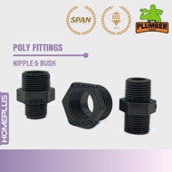 Homeplus HDPE PP Sirim Span Nipple & Bush Poly Fitting Fittings Pipe Connector Equal Elbow Penyambun