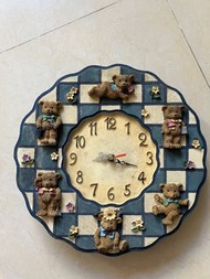「降/代」Vintage bear clock/古董英國熊時鐘/可外加鐘擺掛飾