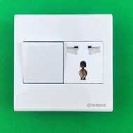Sino Multi-Purpose Socket + 16A Square 2-Way Switch S98CC Series - Square Face Match S98CCUAMT+M/M