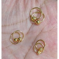 Original 24k gold earrings for children / babies / toddlers 0.5gr & 1g round ball & bean sprout moti