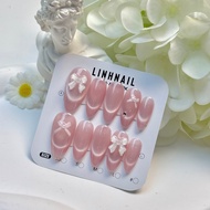 L089 nailbox pink moonlight cat eye design with cute bow for yearbook photo