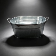Galvanized Ice Tub Rust-Resistant Metal Ice Tub Oval Drink Tub Easy to Carry Cooler Portable for Par