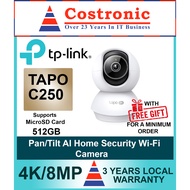 TP-Link Tapo C250 4K 8MP Pan & Tilt Wi-Fi Security Camera | Night Vision | 512GB microSD Support