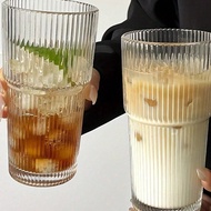 1pc Striped Glass Cup With Reusable Glass Straw And Leak-Proof Lid - 600ml/20.29oz, Stylish And Prac