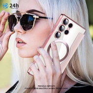 Case Magnetic para sa Galaxy S24 S22 Ultra S23 FE Plus Wireless Charge Card Holder