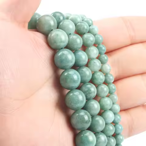 6/8/10/12mm AA Natural Stone Green Burmese Jade Bead Round Smooth Loose Beads for Jewelry Making Sup