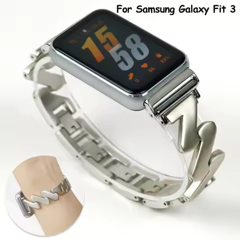 Luxury Metal Band For Samsung Galaxy Fit 3 Wavy Stainless Steel Strap For Galaxy Fit3 Bracelet Acces