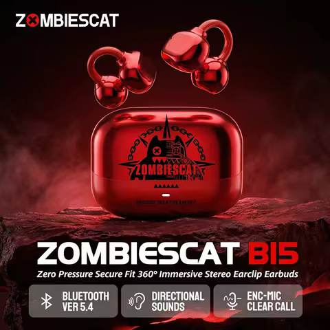 Zombiescat B15 OWS Ear Clip Earphones 360° Immersive Stereo Bluetooth 5.4 Headphone IPX4 Waterproof 