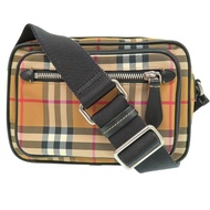 近全新 Burberry Vintage Nova 格紋斜背包 8010152 尼龍皮革米色 1374 [二手] BURBERRY