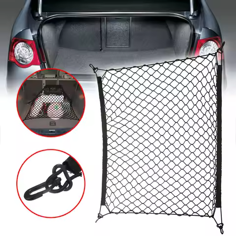 Universal 100x100cm Car Rear Trunk Net with 4 Hooks Elastic Luggage Net Cargo Organizer Storage Nylo