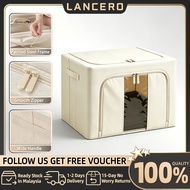 Lancero 80L Foldable Storage Box Clothes Organizer Stackable Wardrobe Storage Oxford Storage Box Wit