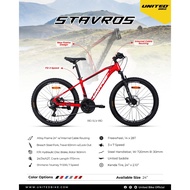 United Stavros 24 Inch MTB Mountain Bike Alloy Frame 21 Speed Hydraulic Brake