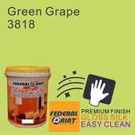 GREEN GRAPE 3818 ( 5L ) FEDERAL PAINT ROYAL GLO EASY CLEAN PREMIUM INTERIOR SILK FINISH EASY WASH