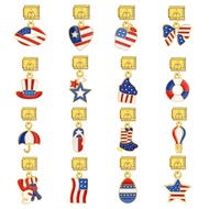 American Flag Independence Day Elements Italy Module Bracelet Stainless Steel DIY Hook Pendant Brace