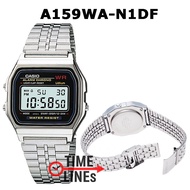 CASIO ของแท้ 100% รุ่น A159W-N1DF A159WA-N1DF A159WGEA-1DF นาฬิกาผู้ชาย มีไฟ LED สายสแตนเลส พร้อมกล่องและใบประกัน 1ปี A159W A159