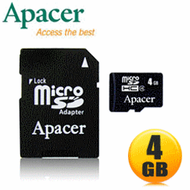 好朋友 Apacer宇瞻 Micro SDHC/TF 4GB Class 4 附轉卡公司貨終身保固