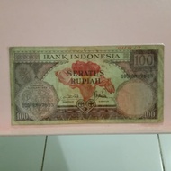 Uang Lama Kertas Rp 100 Seri Bunga th 1959. Uang kuno koleksi