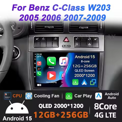 Android 15 car CarPlay For Mercedes Benz C-Class W203 W209 C180 C200 CL203 C209 A209 2004-2011 Multi