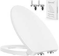 KE KING Toilet Seat, Premium Elongated Toilet Seat with Grip-Tight Bumpers, Easy Installation and Clean Oval Toilet Seats, Soft Close Toilet Seat with Stable Hinge, White