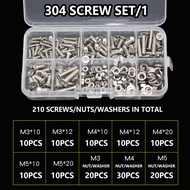 Stainless Steel Screw Nut Set Household Accessories Countersunk Head Screw Box M3M4M5
