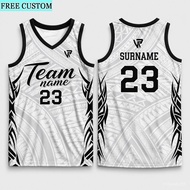 【Free Custom Name & Number】Men Basketball Jersey V Neck Sleeveless Sando 3D Tribal Sports T Shirt Mi