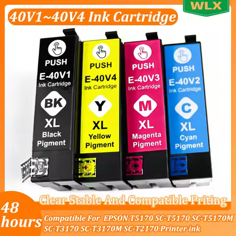 1SET 40V1 40V2 40V3 40V4 40V Ink Cartridge Compatible For EPSON T5170 SC-T5170 SC-T5170M SC-T3170 SC