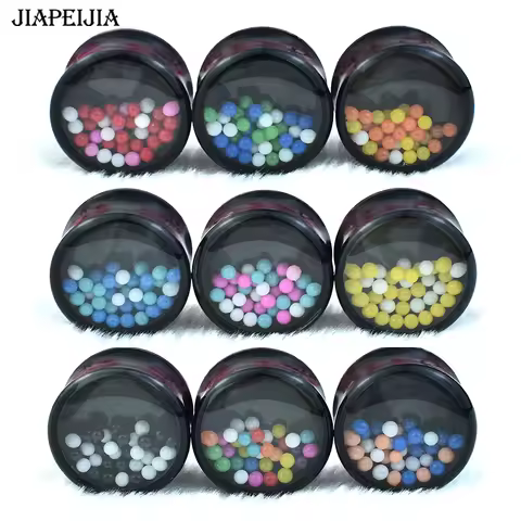 8-30mm Cute Colored Balls Ear Tunnels Plug Tunnels and Gauges Black Acrylic Ear Expander Studs Stret