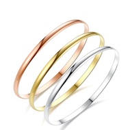 1Pc Gold Plated Stainless Steel Simple Bangle Bracelets for Women Girls Minimalist Couples Jewelry Birthday Gifts