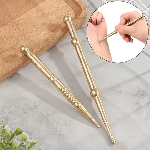 【1Pc Pure Brass Facial Massage Pen Eye Trigger Point Massage Pen Reflex Therapy Stimulator Acupoint 