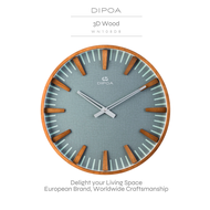 DIPOA 3D Wood (WN108DB) นาฬิกาแขวนผนัง จากไม้ หน้าปัดสีเทาอมฟ้า