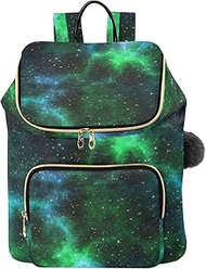 Vibrant Cosmic Nebula Woman Quilted Backpack, Medium Size Lightweight Backpack Purse 15L
