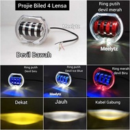 Diskon!!!! Lampu Tembak Projie Biled 4 Lensa Gen 2 Jauh Dekat Cahaya