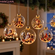 HANGJIAN Transparent Snow Scene Bauble, Snow House Plastic Acrylic Glowing Christmas Ball Ornament, 