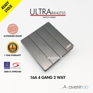 reTouch Ultra Rimless 4 Gang 2 Way Wall Switch Frameless SIRIM Approved [GRAY]