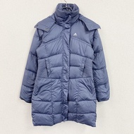 adidas連帽羽絨服，隱形門襟，性能標誌，藍色，S 碼，古著。