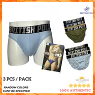 British Polo Briefs 3pcs Underwear Men Comfort Cotton Thick Waistband Seluar Dalam Segi Tiga Lelaki