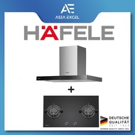 HAFELE HH-D90B2 90CM CHIMNEY HOOD WITH TOUCH CONTROL + HAFELE HC-GH80A2 80CM 2 BURNER BUILT-IN GLASS GAS HOB