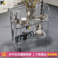 A&0799免安裝中古風玻璃小推車 可折疊茶几 床邊收納架 角几 邊幾 客廳咖啡枱 可移動置物架長虹玻璃全新包送貨