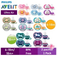 Philips Avent 2pcs 6-18 months / 18 months+ Ultra Air Pacifier / Baby Soother, Puting Hisap Bayi