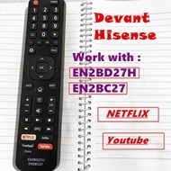 used for New  EN2BD27H For Hisens e LCD TV Remote Control with Netflix Youtube   EN2BB27 EN2BB27H EN