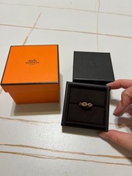 Hermes 豬鼻玫瑰金戒指size 53 Chaine d'ancre Enchainee ring