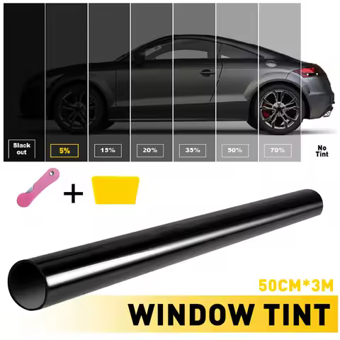 50x3m 5/15/20/25/50/70 Percent VLT Black Car Window Tint Film Glass Sticker Vehicle UV Protector Tin