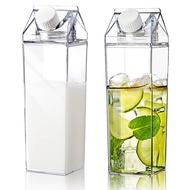 2 Pack 17oz Milk Carton Water Bottle Reusable Clear Plastic Milk Box Portable Square Juice Bottle Bo