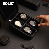 CODE B12N Travel Watch Case Box contains 4 Leather Watch Box 4 Slots