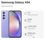 Used Samsung Galaxy A54 5G (A546) || 8GB + 256GB ROM || Samsung Malaysia Set